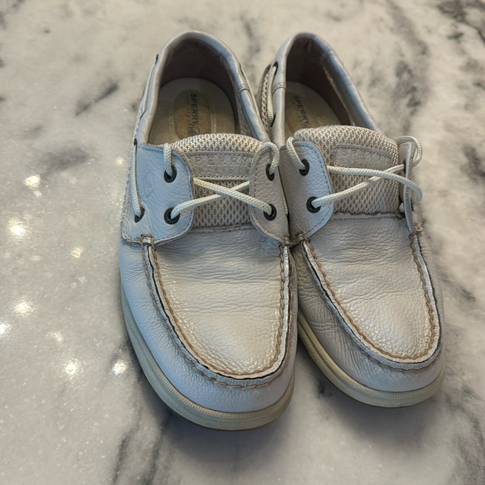 Sperry White Leather Top Siders women 8.5